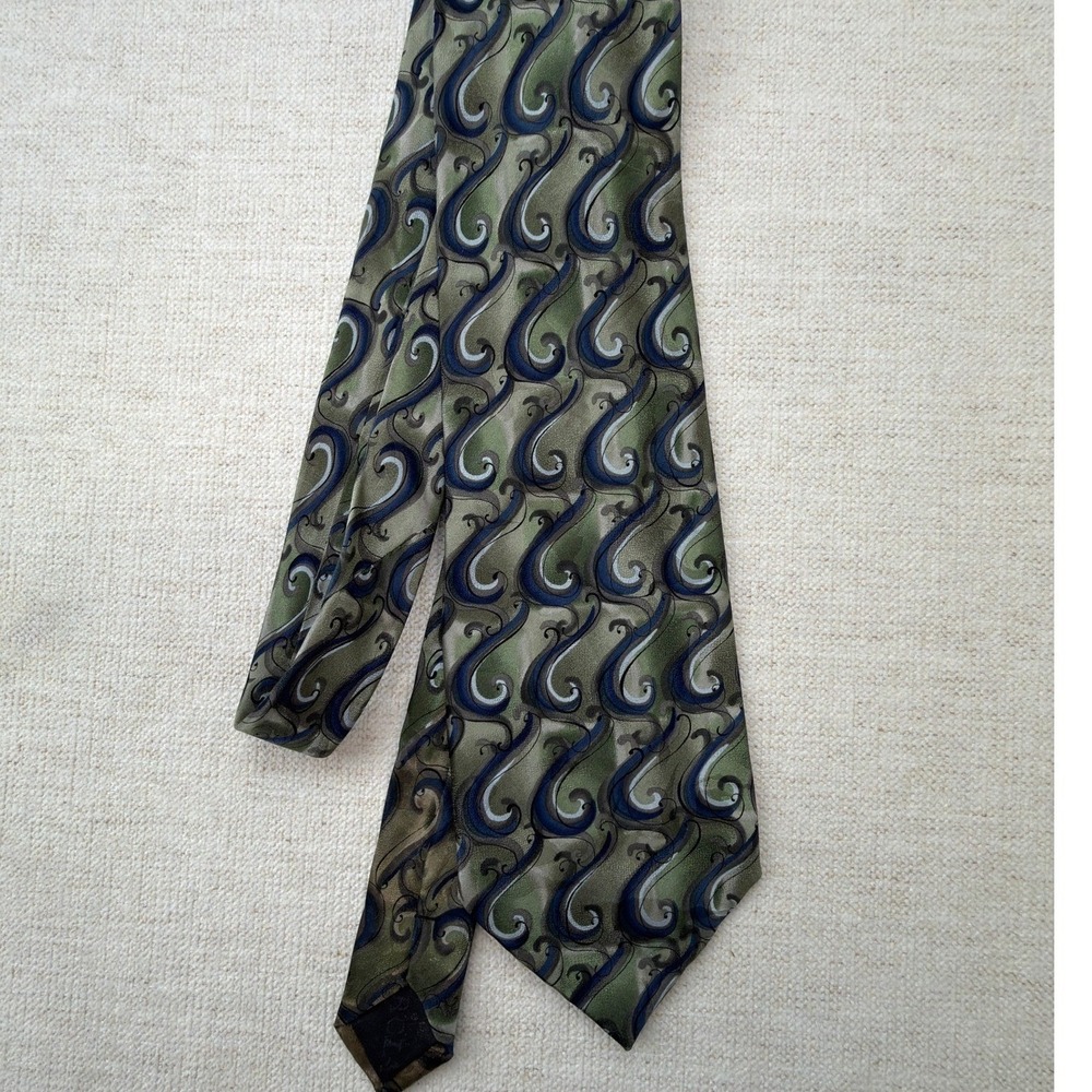 J. Garcia Tie Men's Butterfly Study II Green Blue Swirl Silk Classic 90s Vintage